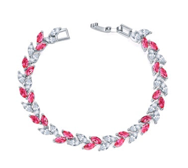 Leaf-Link Bracelet with Flowing Gem Detail