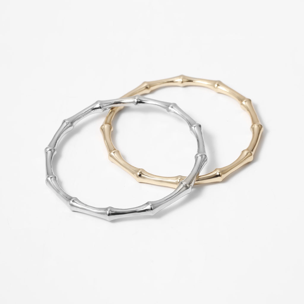 Two-Piece Bracelet Set with Organic Bangle and Chain Design