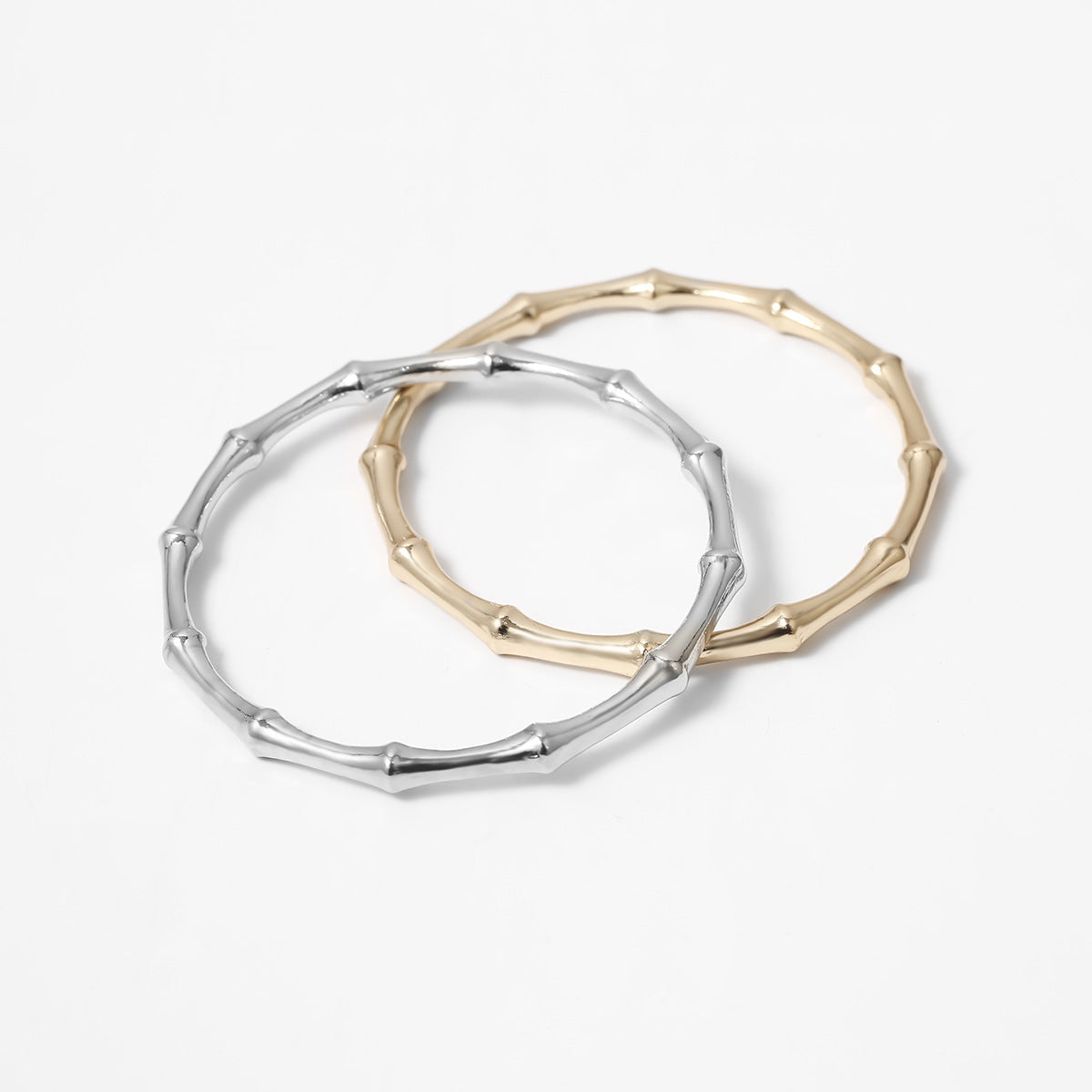 Two-Piece Bracelet Set with Organic Bangle and Chain Design