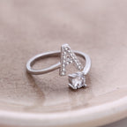 Personalized Initial Letter Ring with Pavé Stone Accent