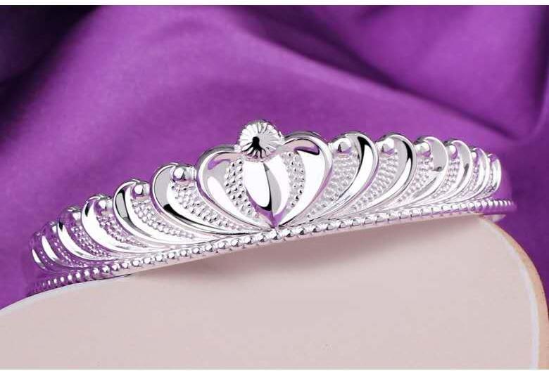 Crowned Open Cuff Bracelet with Ornate Sculpted Detail