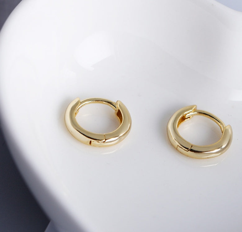 Classic Minimalist Gold Huggie Hoop Earrings