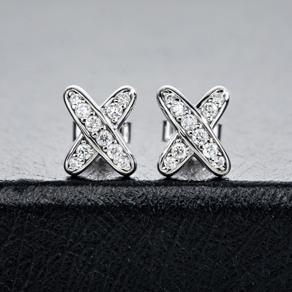 X-Shape Moissanite Stud Earrings