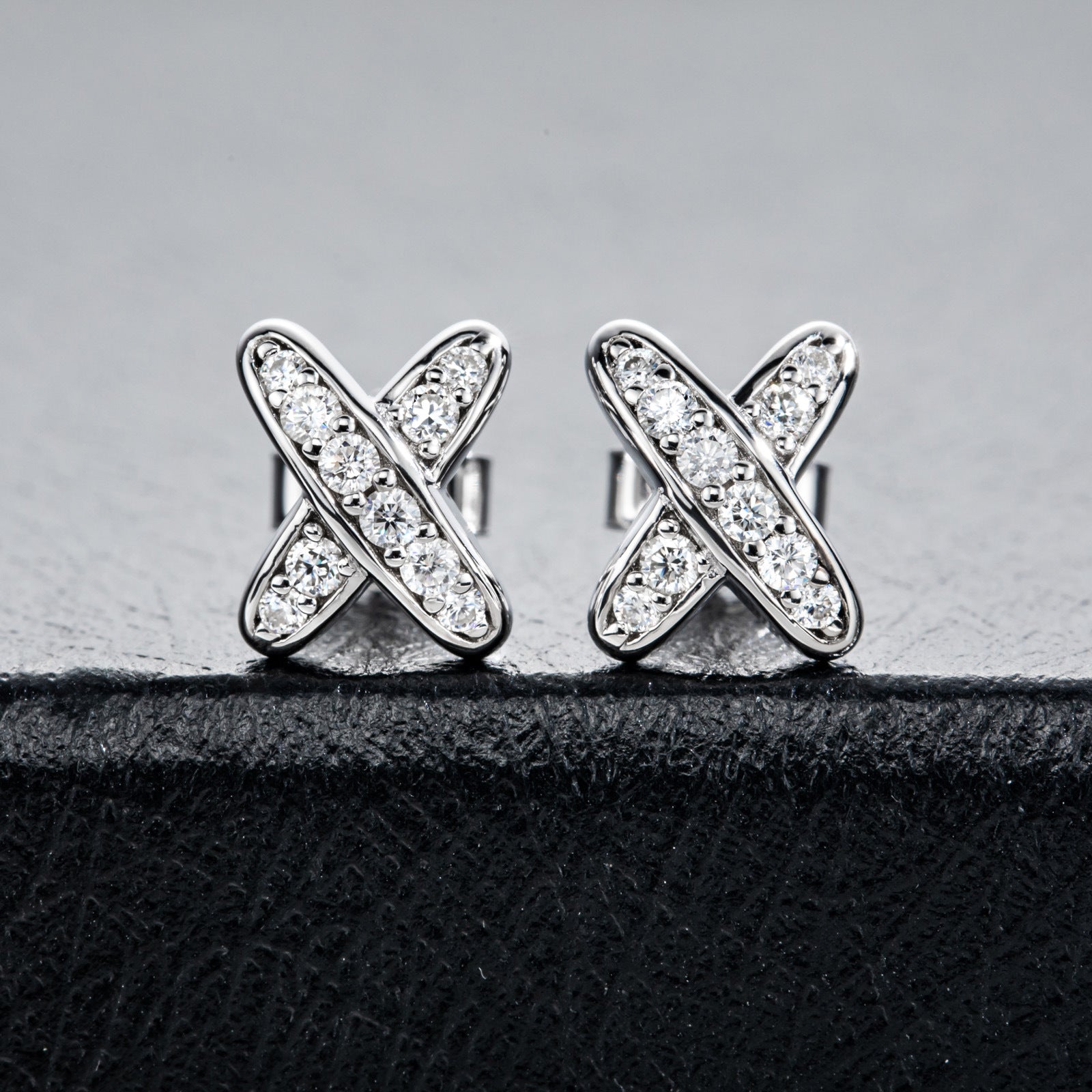 X-Shape Moissanite Stud Earrings