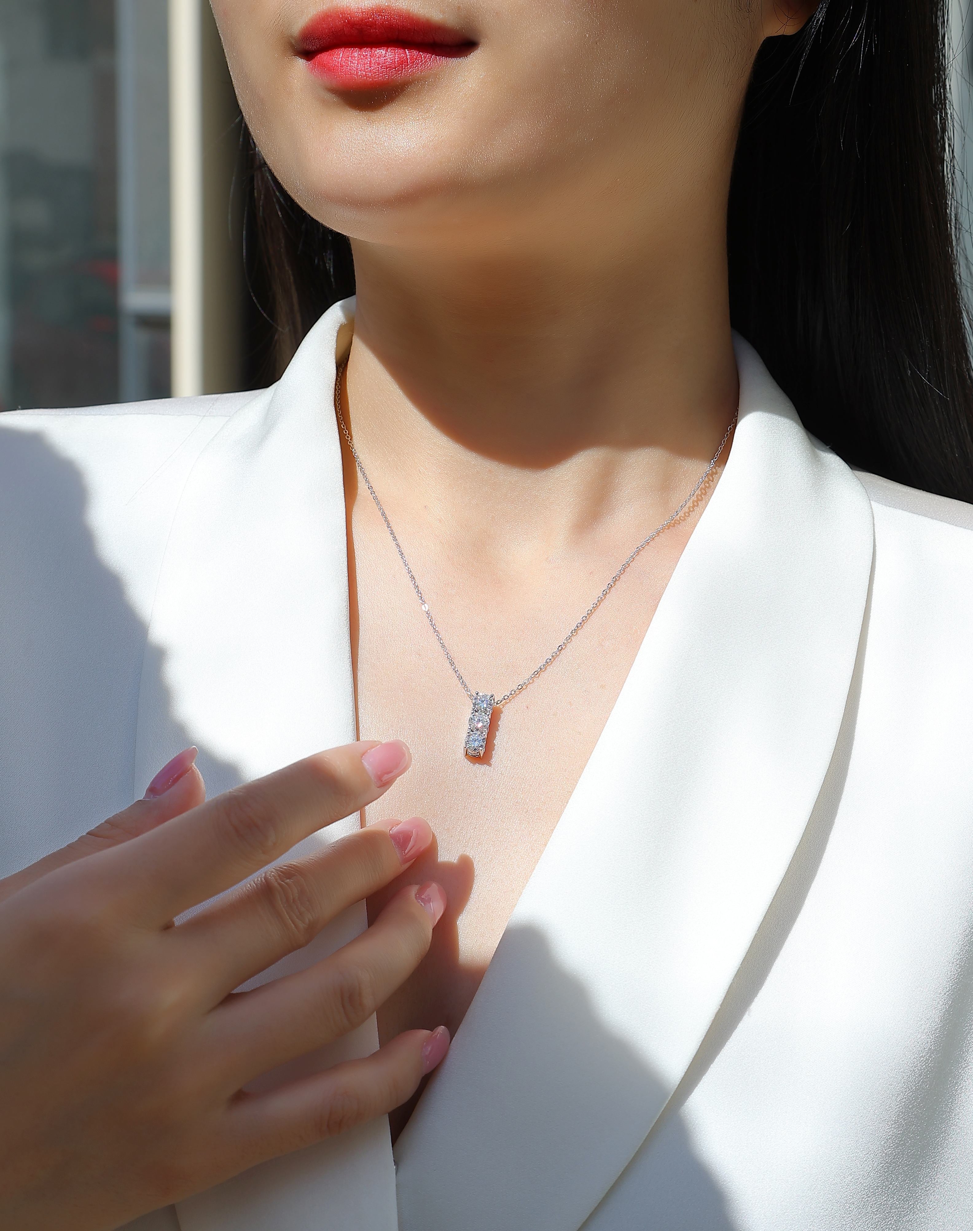 Triple Stone Crystal Drop Necklace