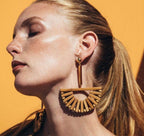 Statement Fan Drop Earrings with Artistic Design