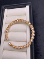 Beaded Open Hoop Bracelet with Classic Pearl Detail