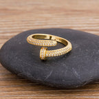 Pavé Heart Embrace Adjustable Gold Ring