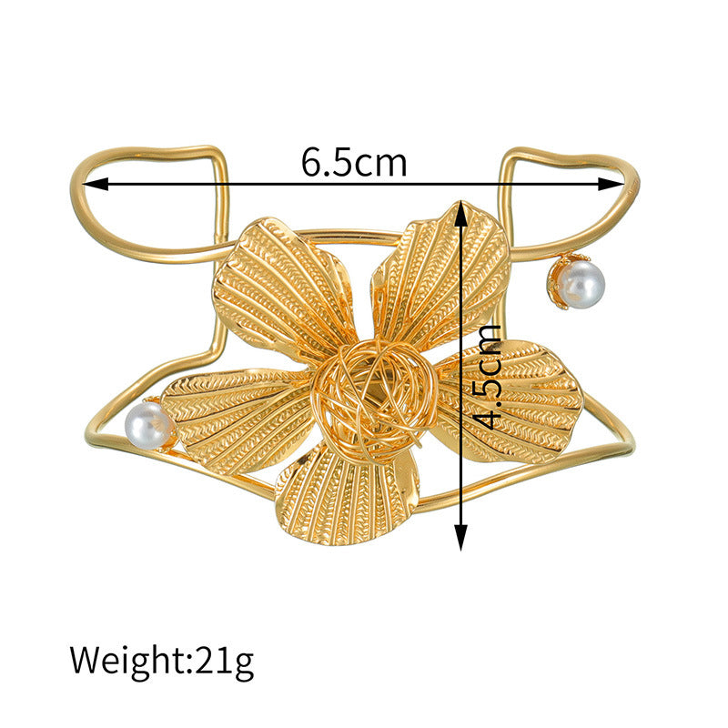 Geometric Open Cuff Bracelet with Intricate Center Detail