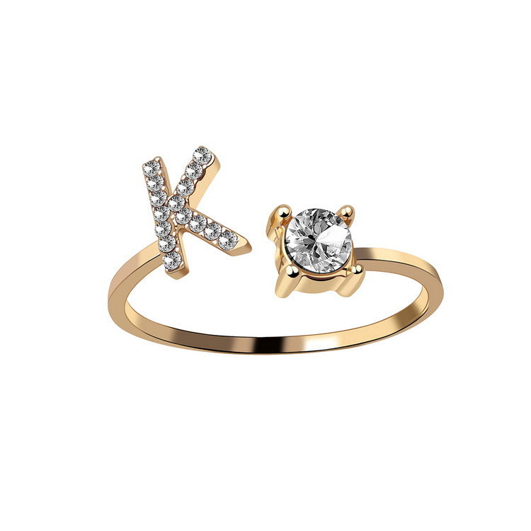 Personalized Diamond Initial Ring