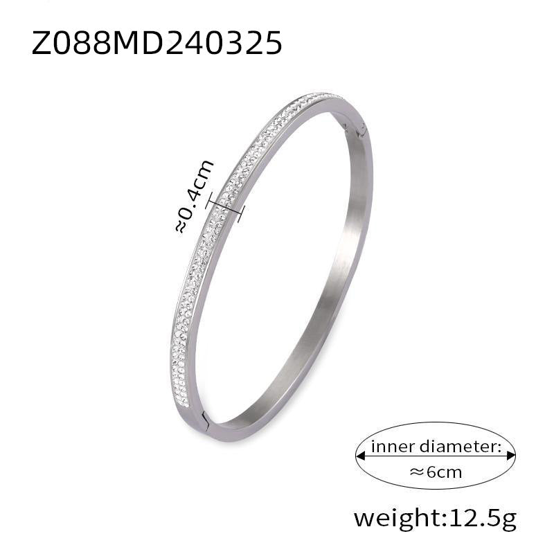 Engraved Bangle Bracelet with Refined Detail Accents