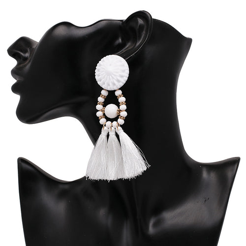 Bold Boho Tassel Earrings with Beaded Accents