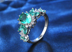Emerald Aura Vintage Silver Statement Ring