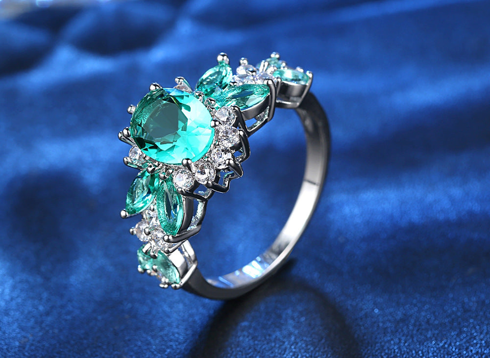 Emerald Aura Vintage Silver Statement Ring