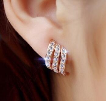 Rose Gold Crystal Curve Earrings