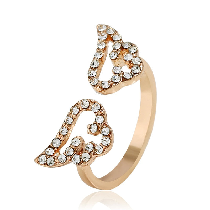 Double Heart Pavé Open Ring