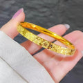 Floral Engraved Slim Bangle Bracelet with Delicate Patterning