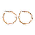 Elegant Twisted Gold Pearl Hoop Earrings
