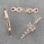 Rose Gold Stackable Pavé Ring Set – 3-Piece Minimal Diamond Bands