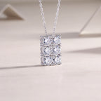 Rectangular Cluster Moissanite Pendant Necklace