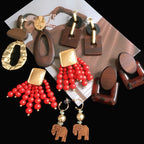 Vintage Wood Earrings Large Earrings