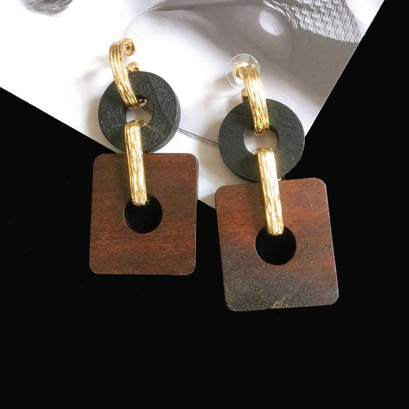 Vintage Wood Earrings Large Earrings