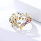 Personalized Heart Name Ring with Butterfly Accents