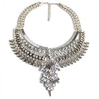 Statement Bib Necklace with Ornate Crystal Detailing