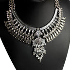 Statement Bib Necklace with Ornate Crystal Detailing