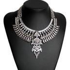 Statement Bib Necklace with Ornate Crystal Detailing