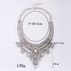 Statement Bib Necklace with Ornate Crystal Detailing