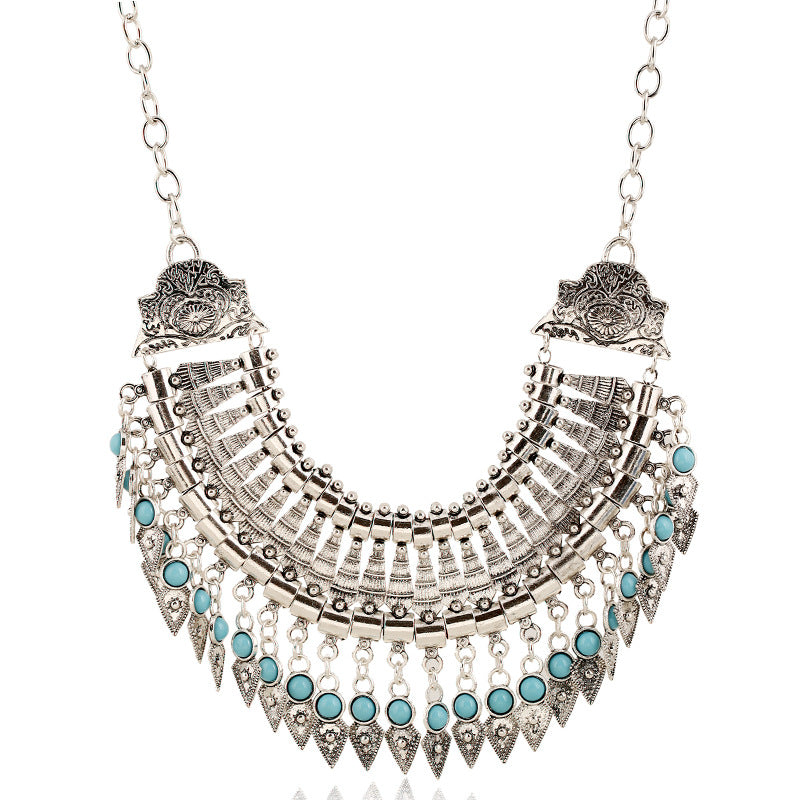 Statement Bib Necklace with Ornate Crystal Detailing