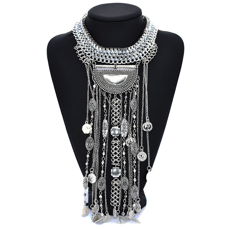 Statement Bib Necklace with Ornate Crystal Detailing