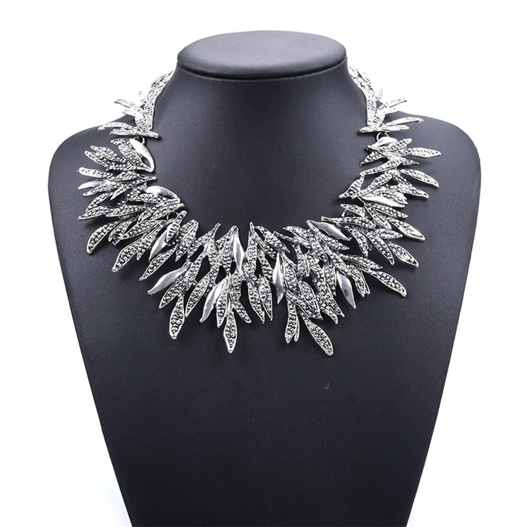 Statement Bib Necklace with Ornate Crystal Detailing