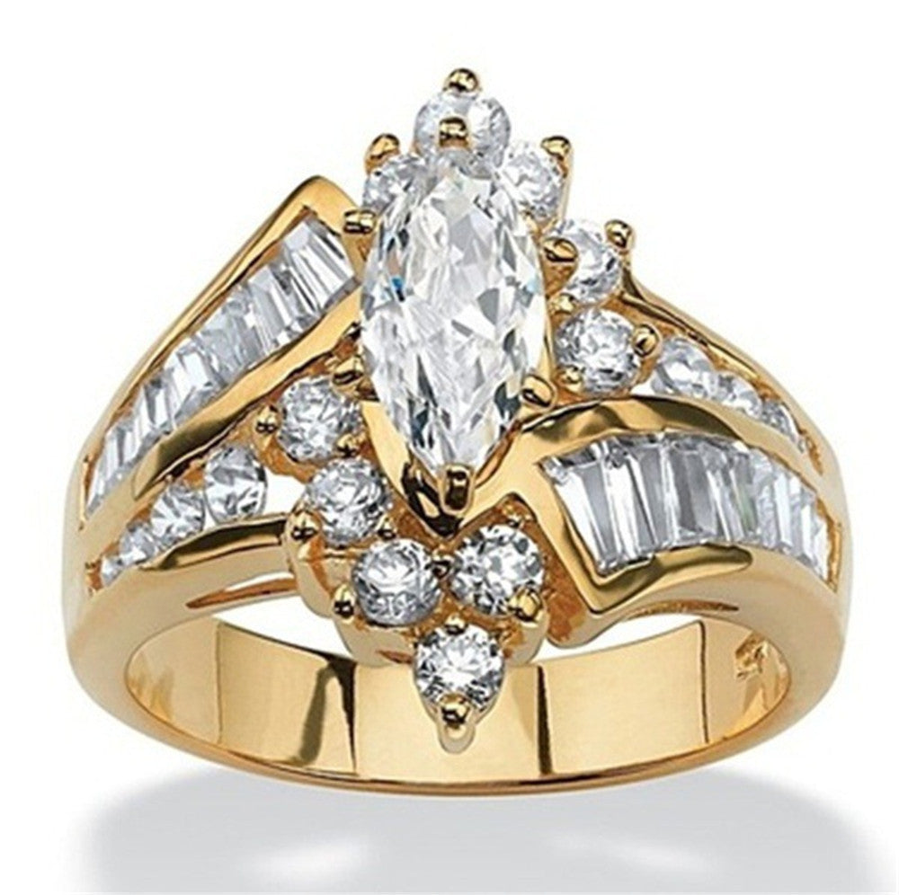 Luxury Marquise-Cut Bridal Ring Set in Gold Finish