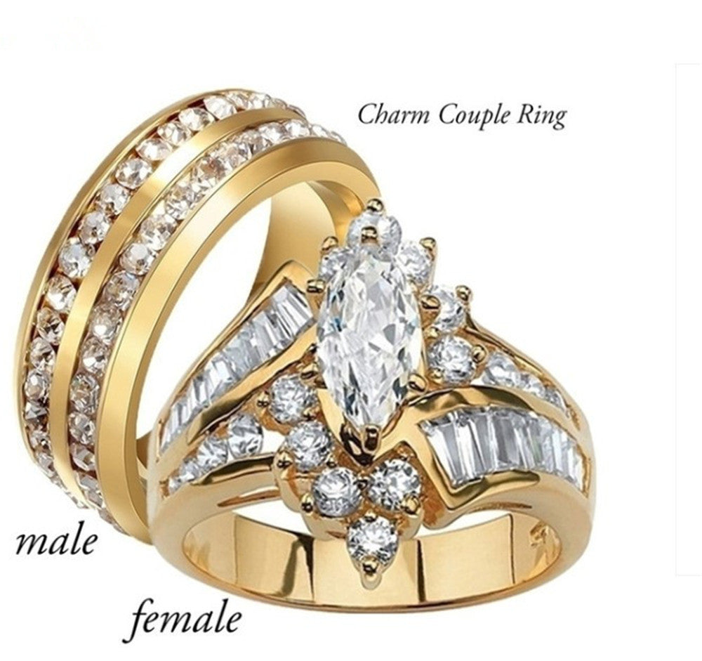 Luxury Marquise-Cut Bridal Ring Set in Gold Finish
