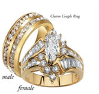 Luxury Marquise-Cut Bridal Ring Set in Gold Finish