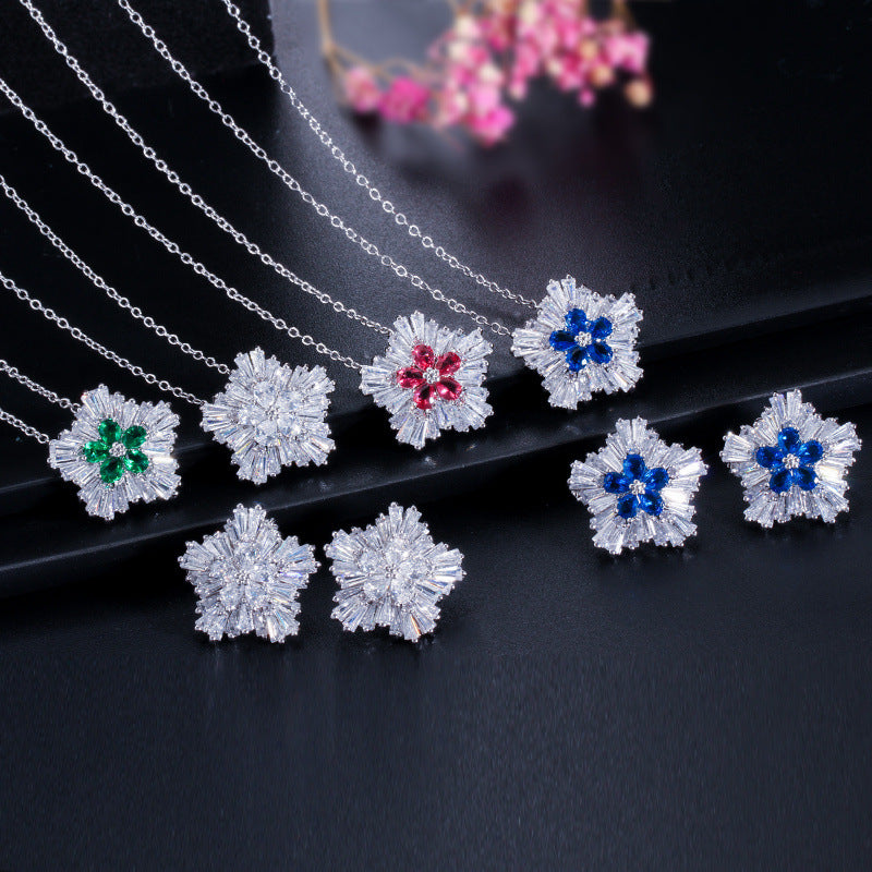 Crystal Flower Jewelry Set