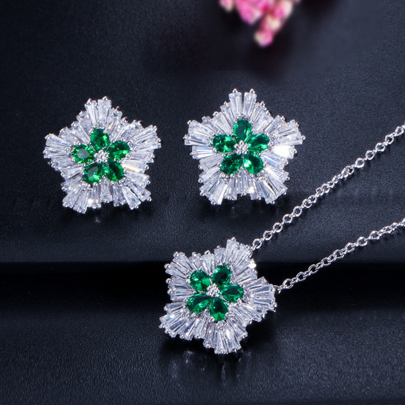 Crystal Flower Jewelry Set