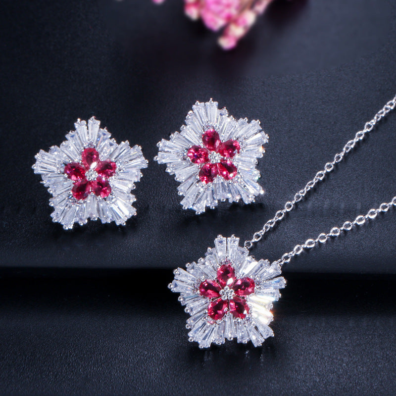 Crystal Flower Jewelry Set
