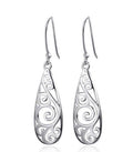 Elegant Platinum Swirl Filigree Drop Earrings