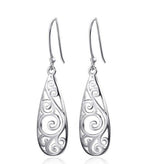 Elegant Platinum Swirl Filigree Drop Earrings