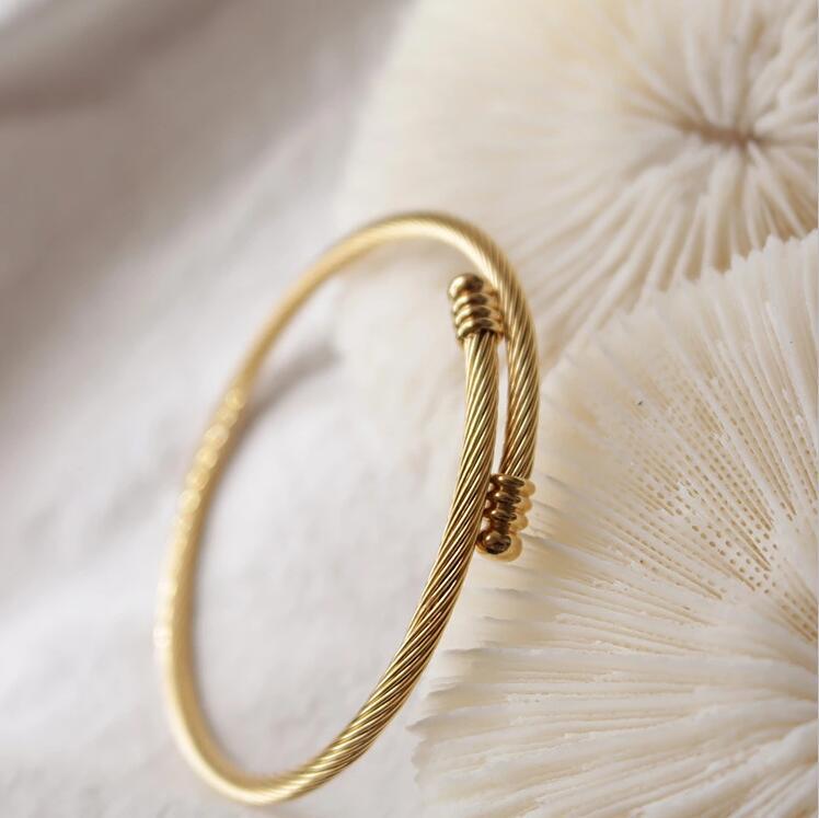 Twisted Cable Open Cuff Bracelet with Modern Edge