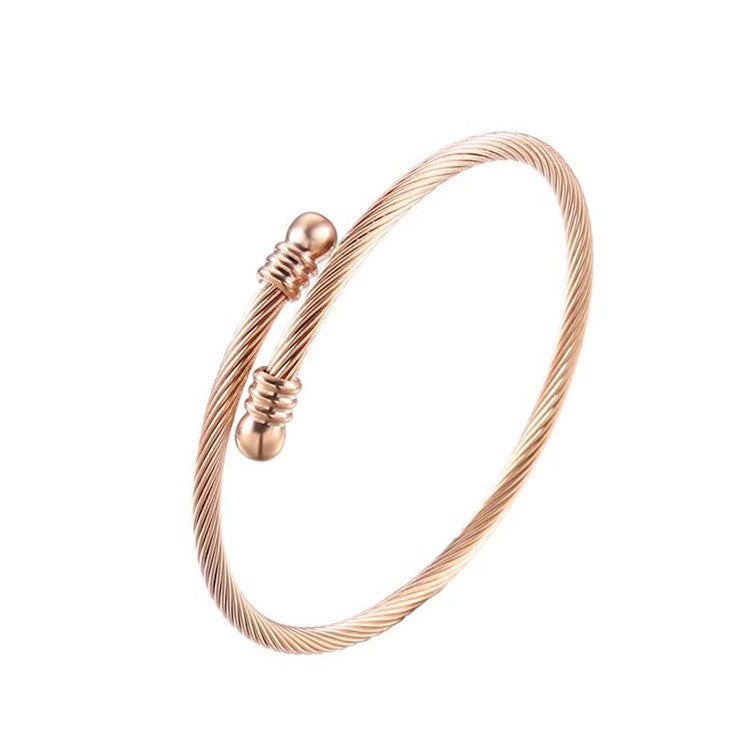 Twisted Cable Open Cuff Bracelet with Modern Edge