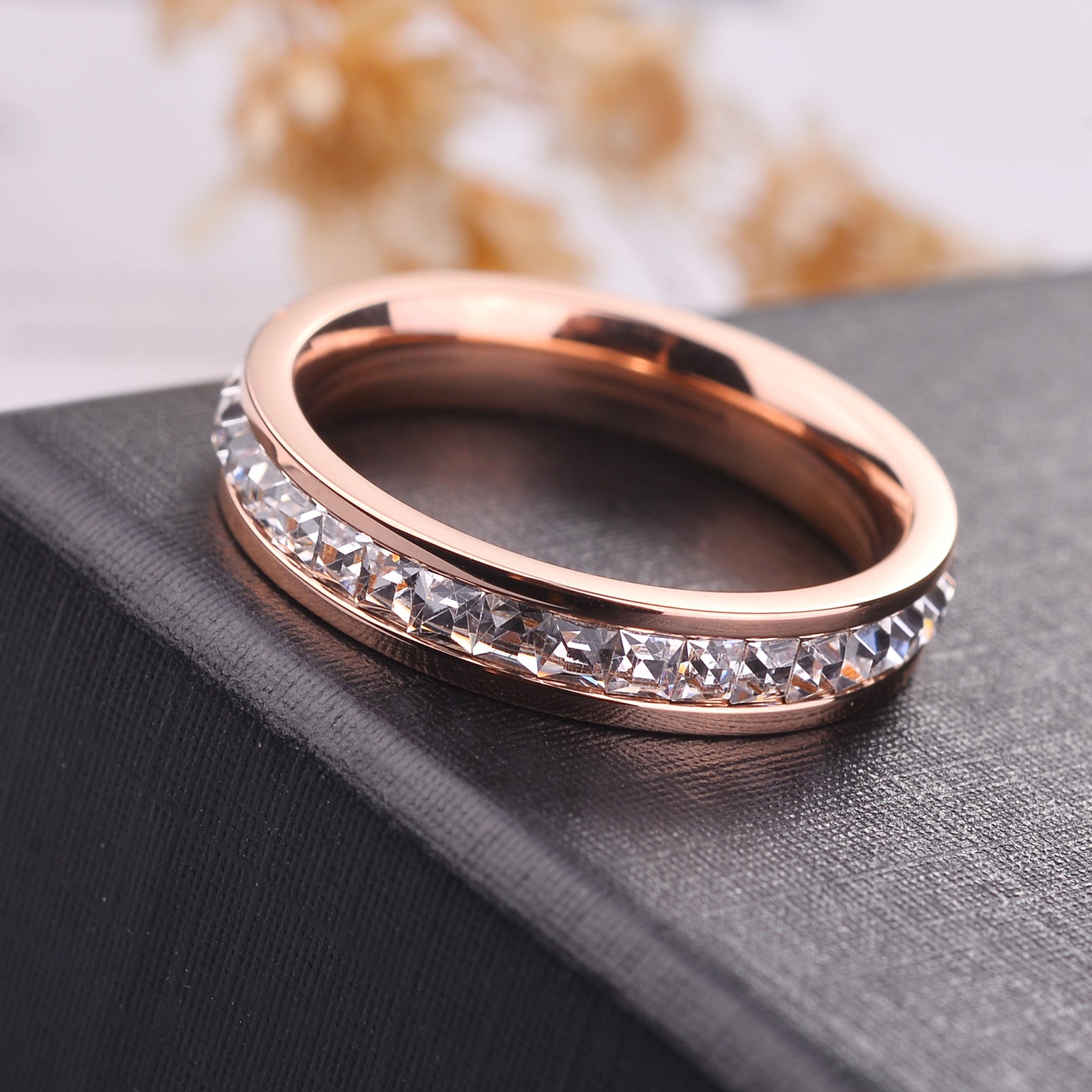 Rose Gold Eternity Band – Pavé CZ Wedding Ring