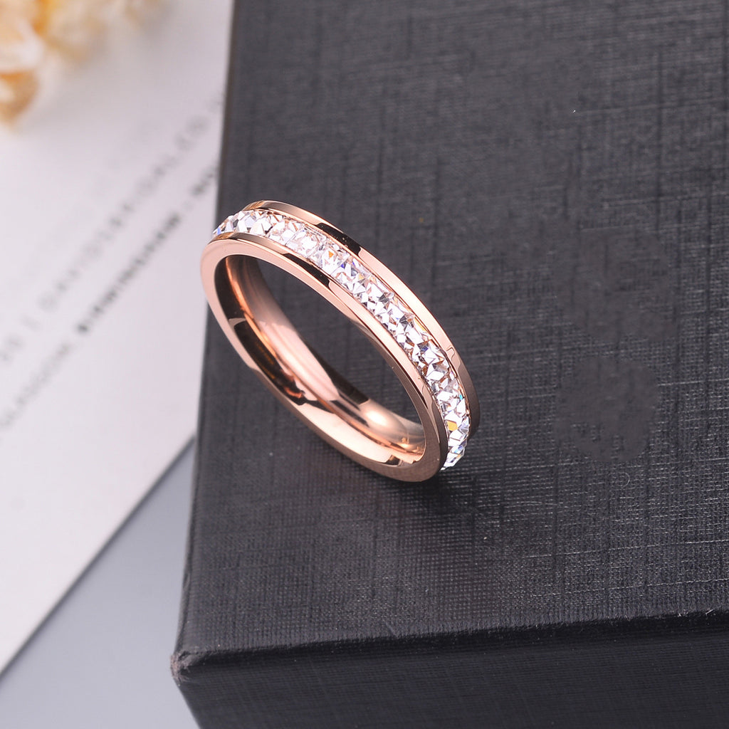 Rose Gold Eternity Band – Pavé CZ Wedding Ring