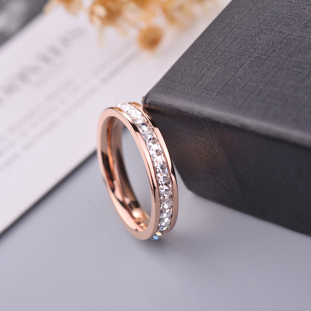 Rose Gold Eternity Band – Pavé CZ Wedding Ring