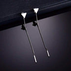 Minimalist Triangle Stud Long Chain Drop Earrings