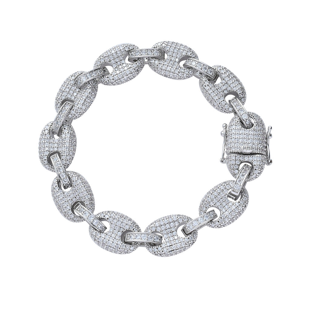 Statement Link Bracelet with Bold Pavé Texture