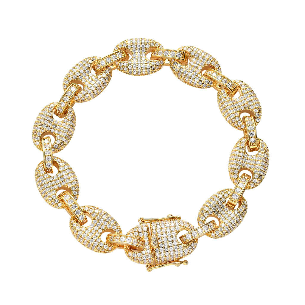 Statement Link Bracelet with Bold Pavé Texture